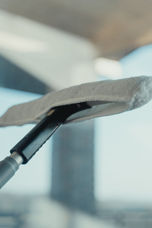 Close-up of a squeegee cleaning tool